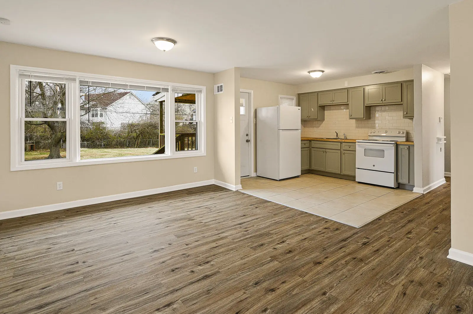 Living room and kitchen