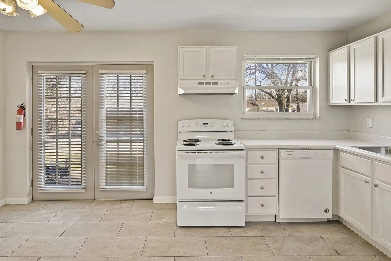 Kitchen with French doors to the patio
